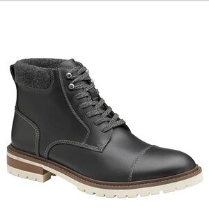 NWT JOHNSTON & MURPHY Mens Barrett Cap Toe Boot Gray Full Grain Size 10